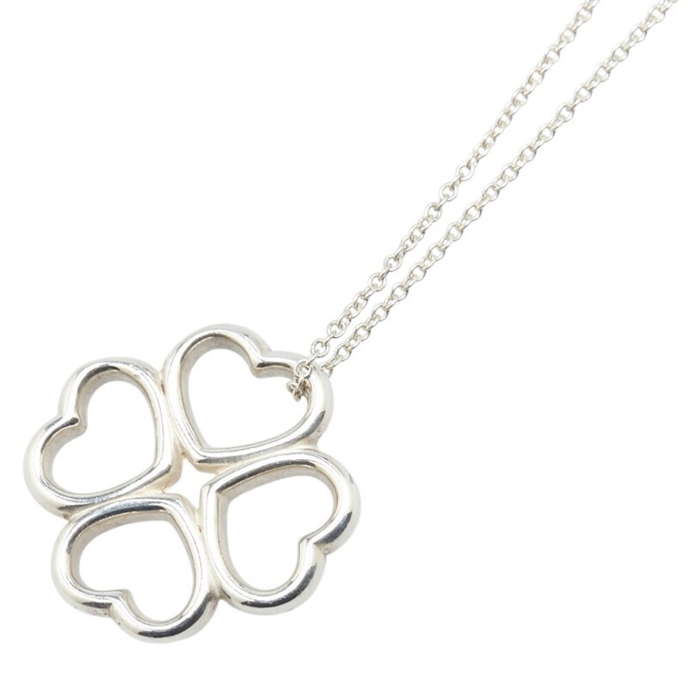 Tiffany Co Four Leaf Clover Motif Necklace Silver